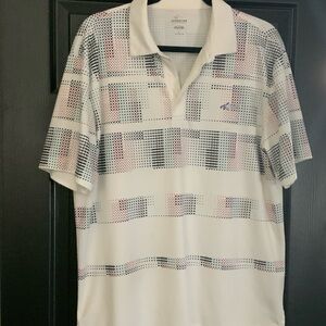 Greg Norman Men's White with block colors golf Polo